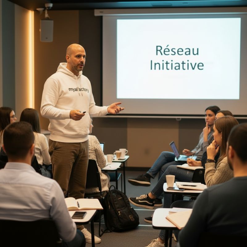 Formateur animant une session de formation IA en entreprise